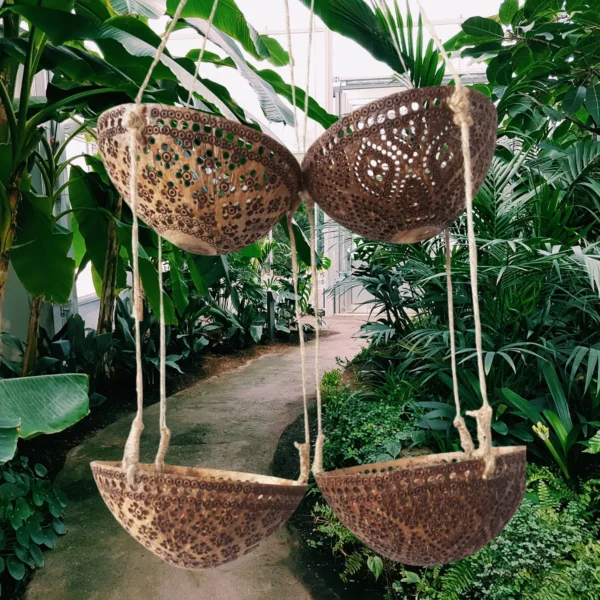 2-tier Coconut Shell Hanging Basket Natural Flower Pot