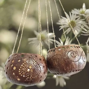 Set 2 Pcs Coconut Shell Hanging Pot Planter, planters and pots unique, potholders, potholders handmade,