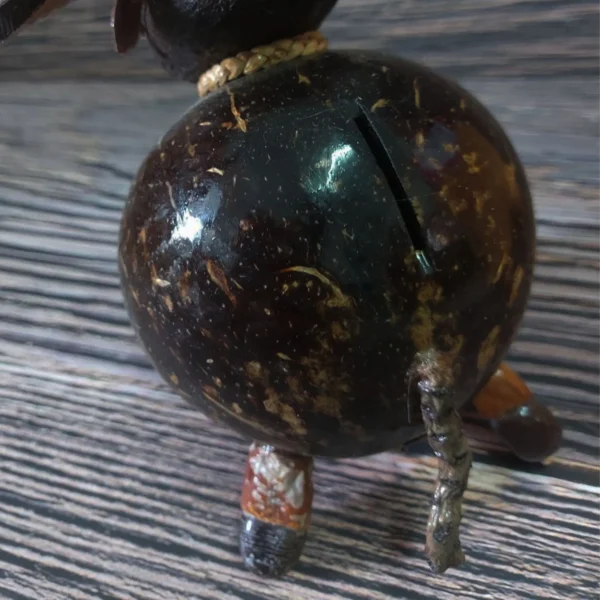 Coconut Shell Buffalow, Piggy Bank Coin Bank Crafted. Each one is unique.