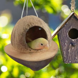 Bird feeder, Bird house, Natural Coconut shell bird nest Handmade, squirrel house for the outdoors, bird cage,