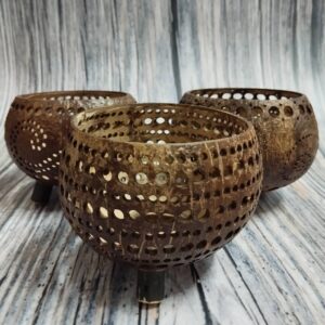 Set of 3 Pcs Coconut Shells For Candles/Candle Holder/Handmade Room Decor/Relax Time/Home Decor Gift/Wedding Décor