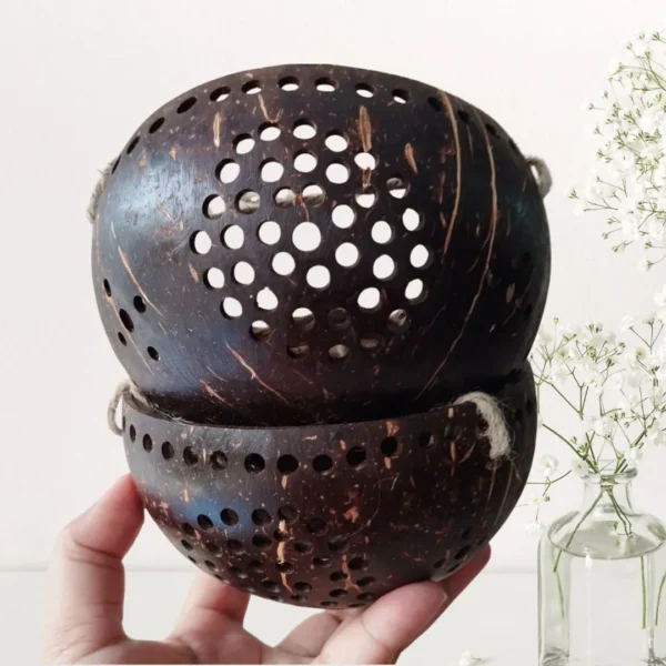 Set 2 Pcs pots for plants indoor, Large Size Handicraft Coconut Shell Hanging Planter Pots/pots for plants indoor with drainage/pots hanger.